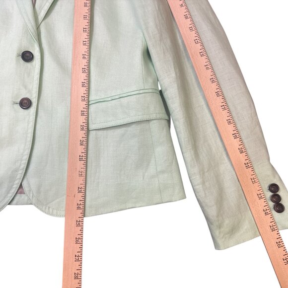 J. Crew Factory Linen Blazer Mint Green Women's sz 12 Classic Preppy Coastal - Picture 15 of 16